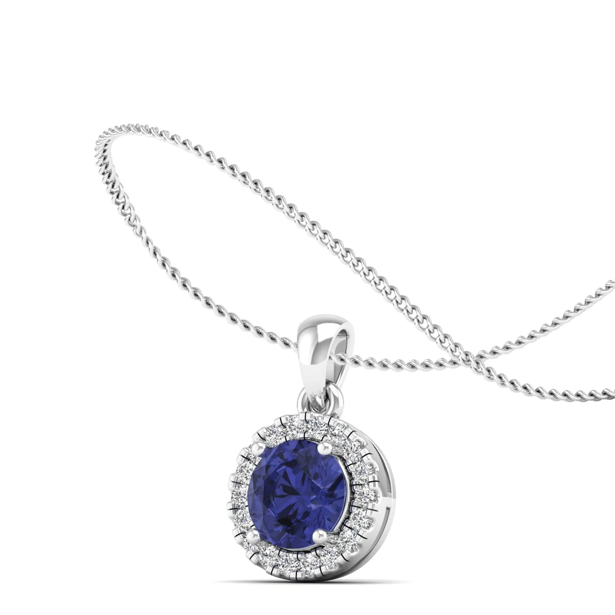 Classic Round Tanzanite and Diamond Pendant