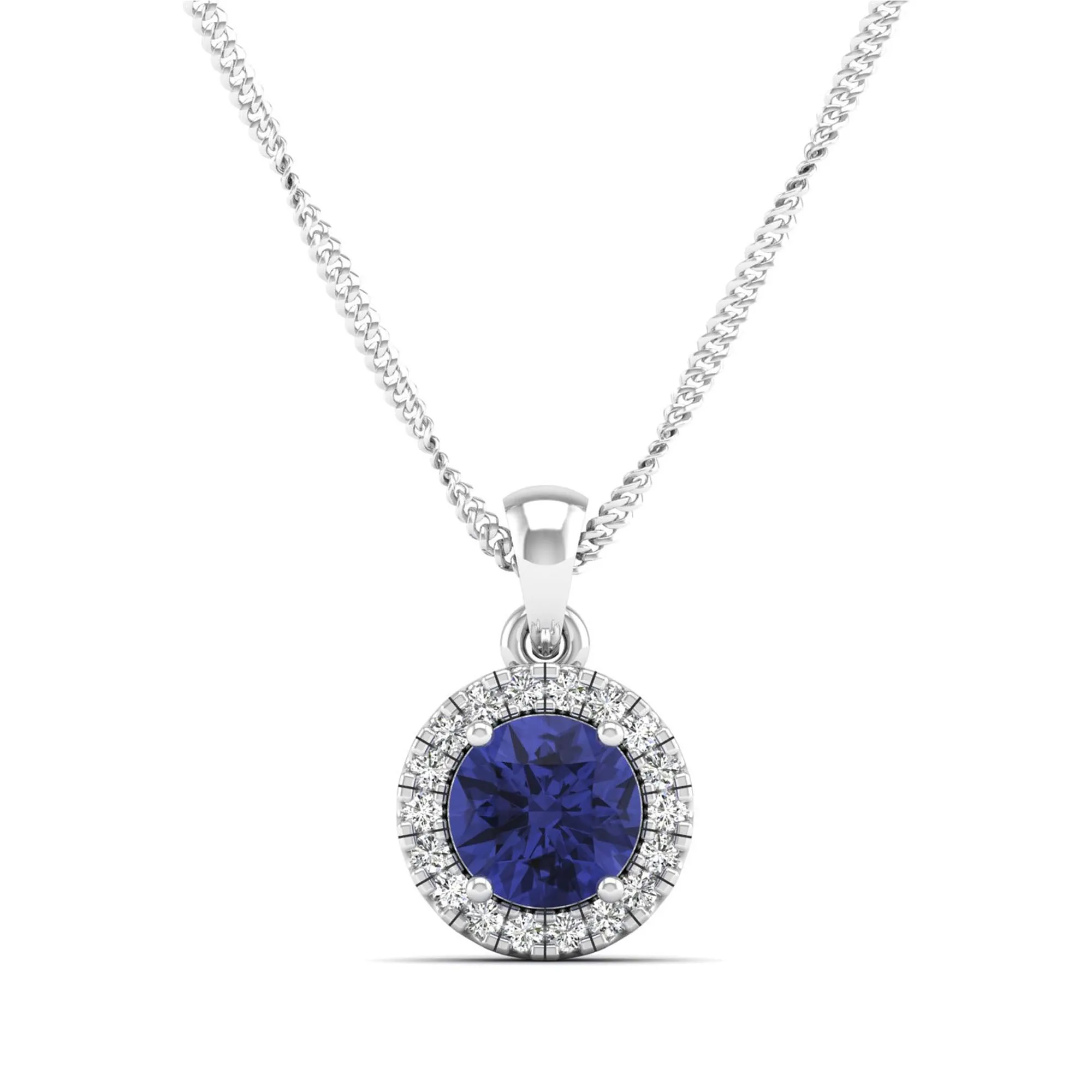 Classic Round Tanzanite and Diamond Pendant