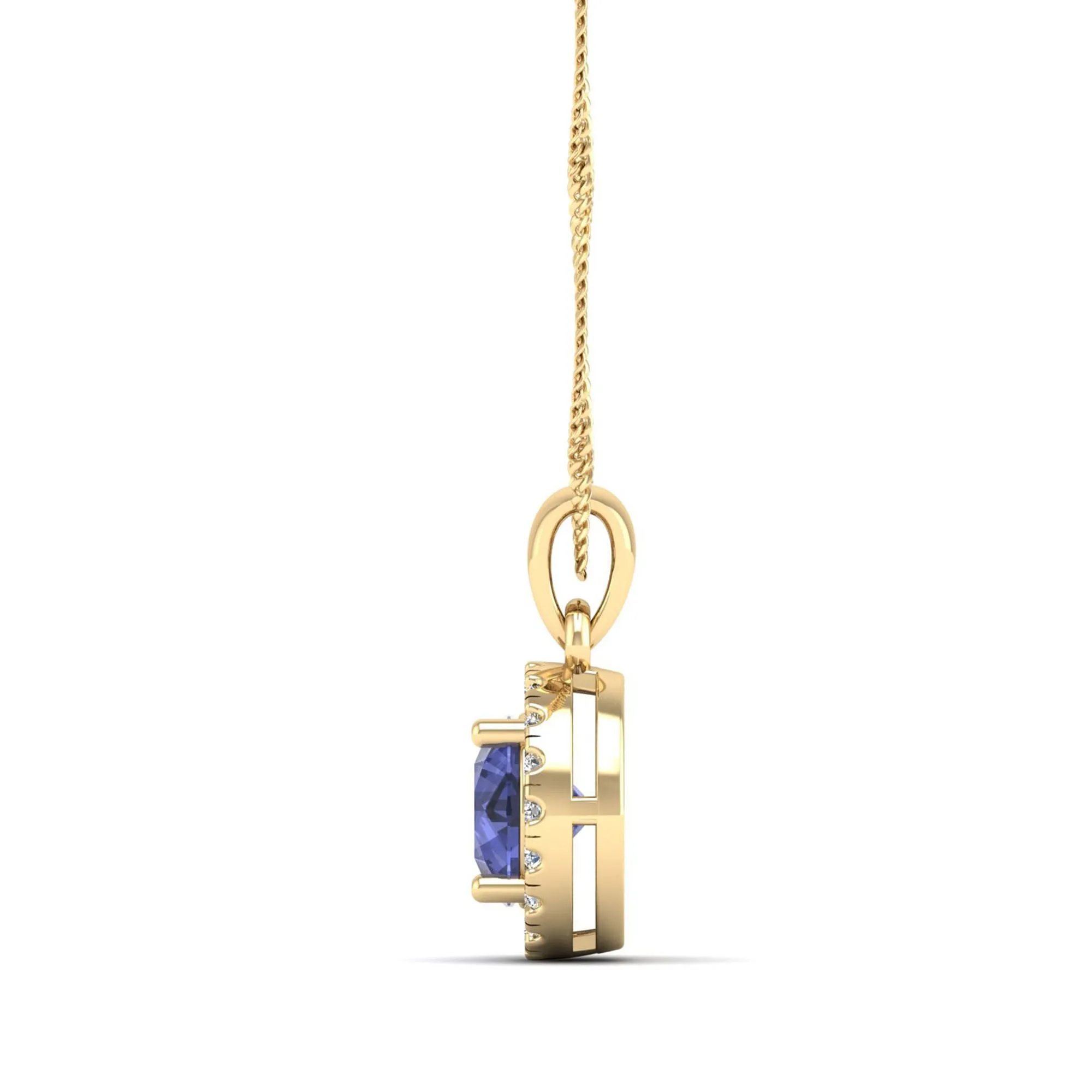 Classic Round Tanzanite and Diamond Pendant
