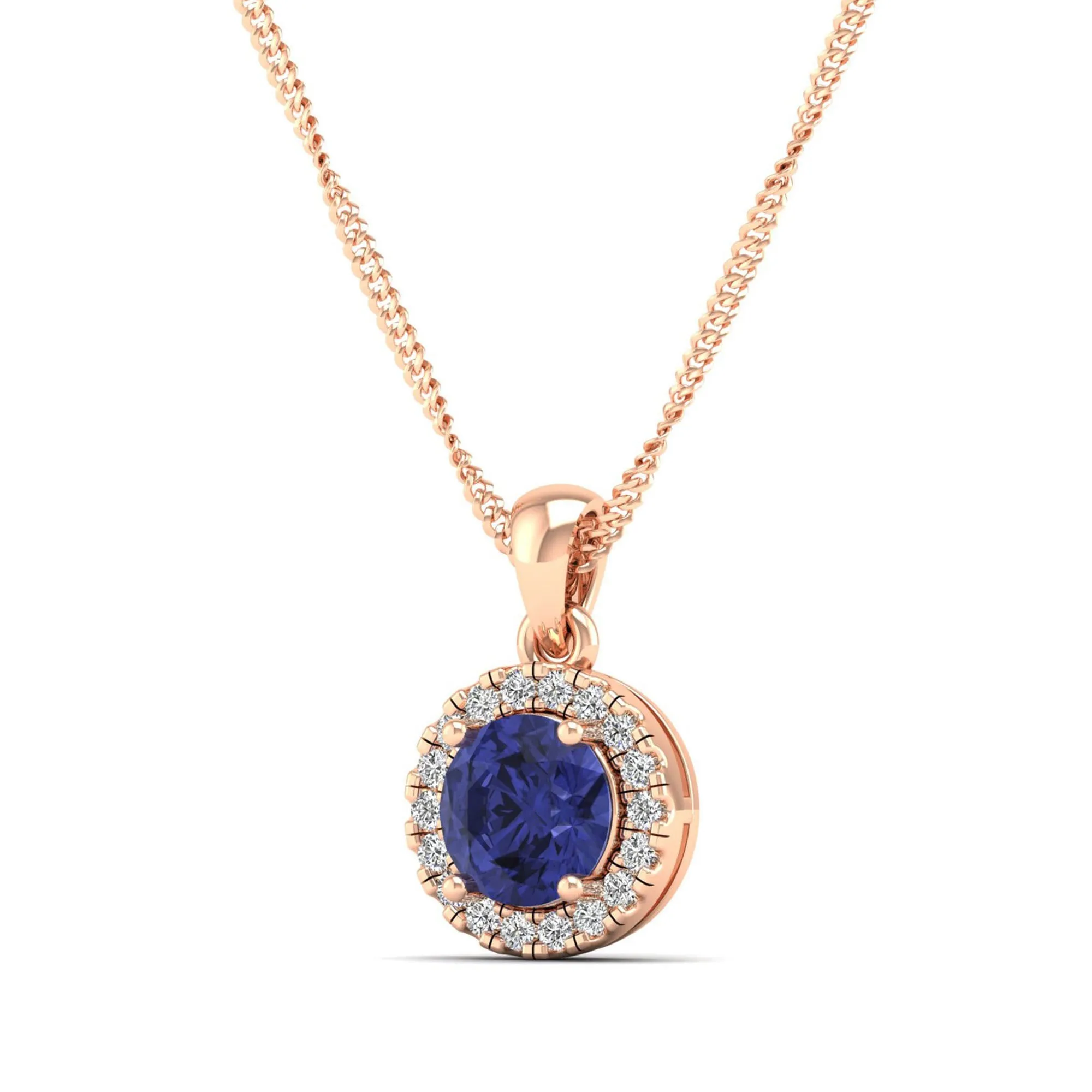 Classic Round Tanzanite and Diamond Pendant