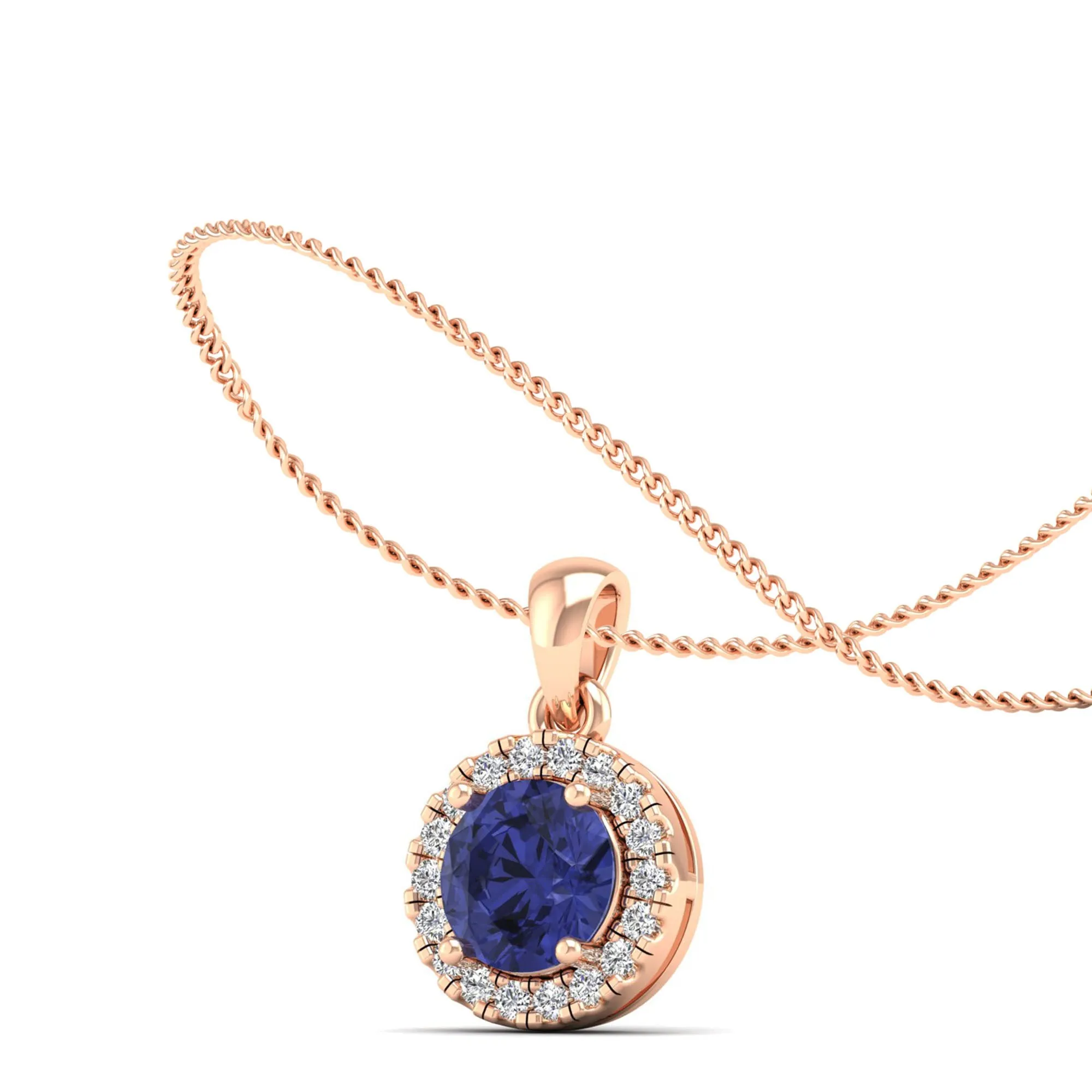 Classic Round Tanzanite and Diamond Pendant