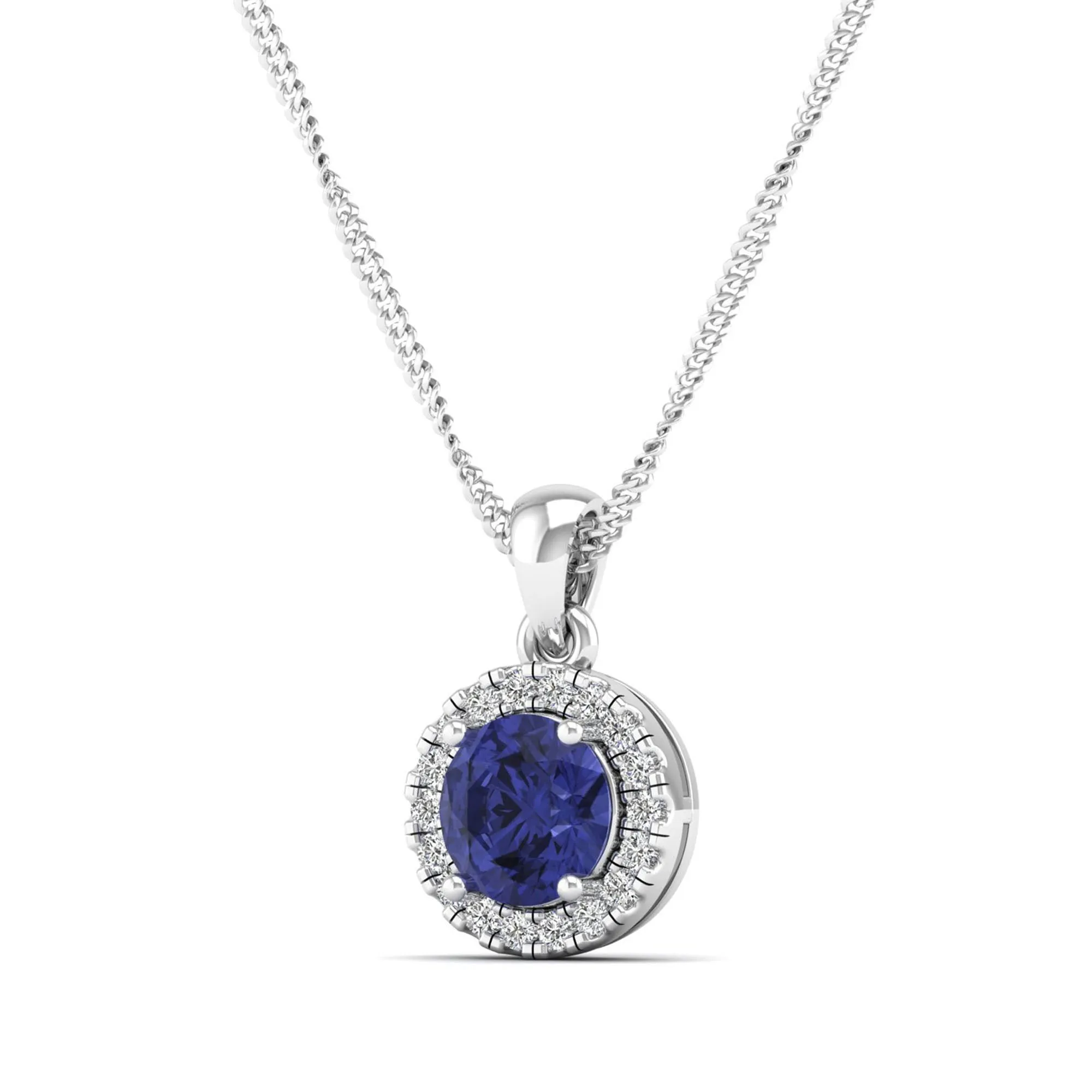 Classic Round Tanzanite and Diamond Pendant