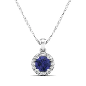 Classic Round Tanzanite and Diamond Pendant