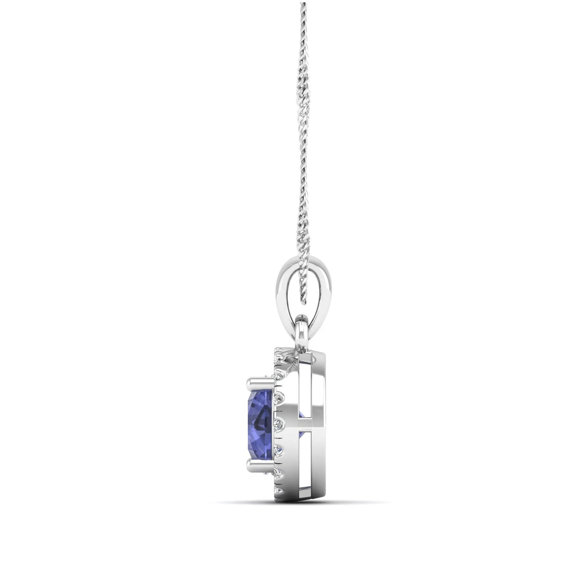Classic Round Tanzanite and Diamond Pendant