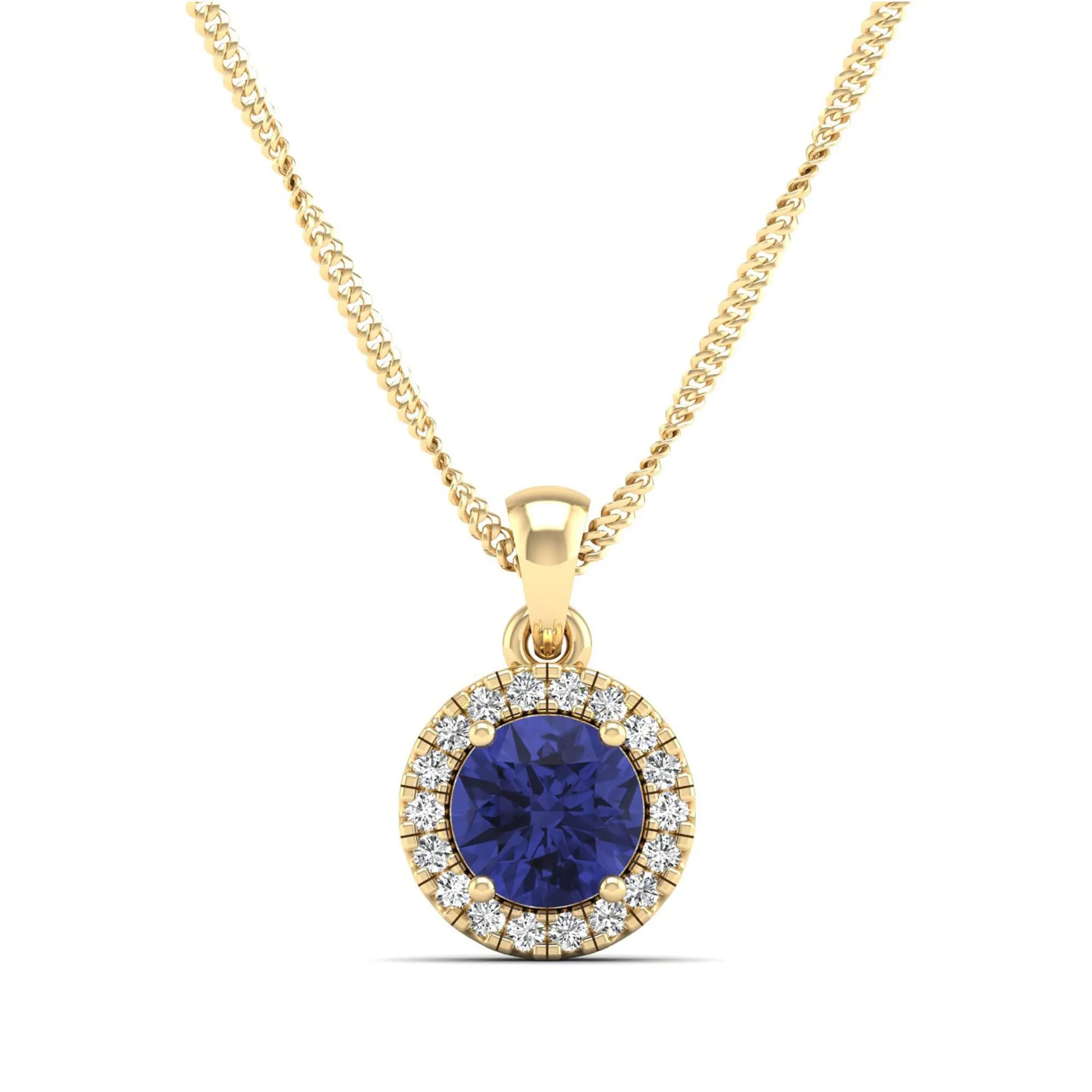 Classic Round Tanzanite and Diamond Pendant