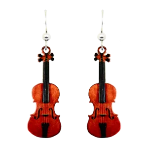 Classic Violin Earrings, sterling silver French hooks, Item# 1544