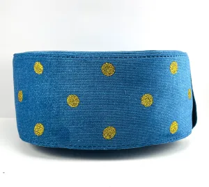 Cobalt Blue Corduroy Ribbon with Gold Glitter - 3 Inch