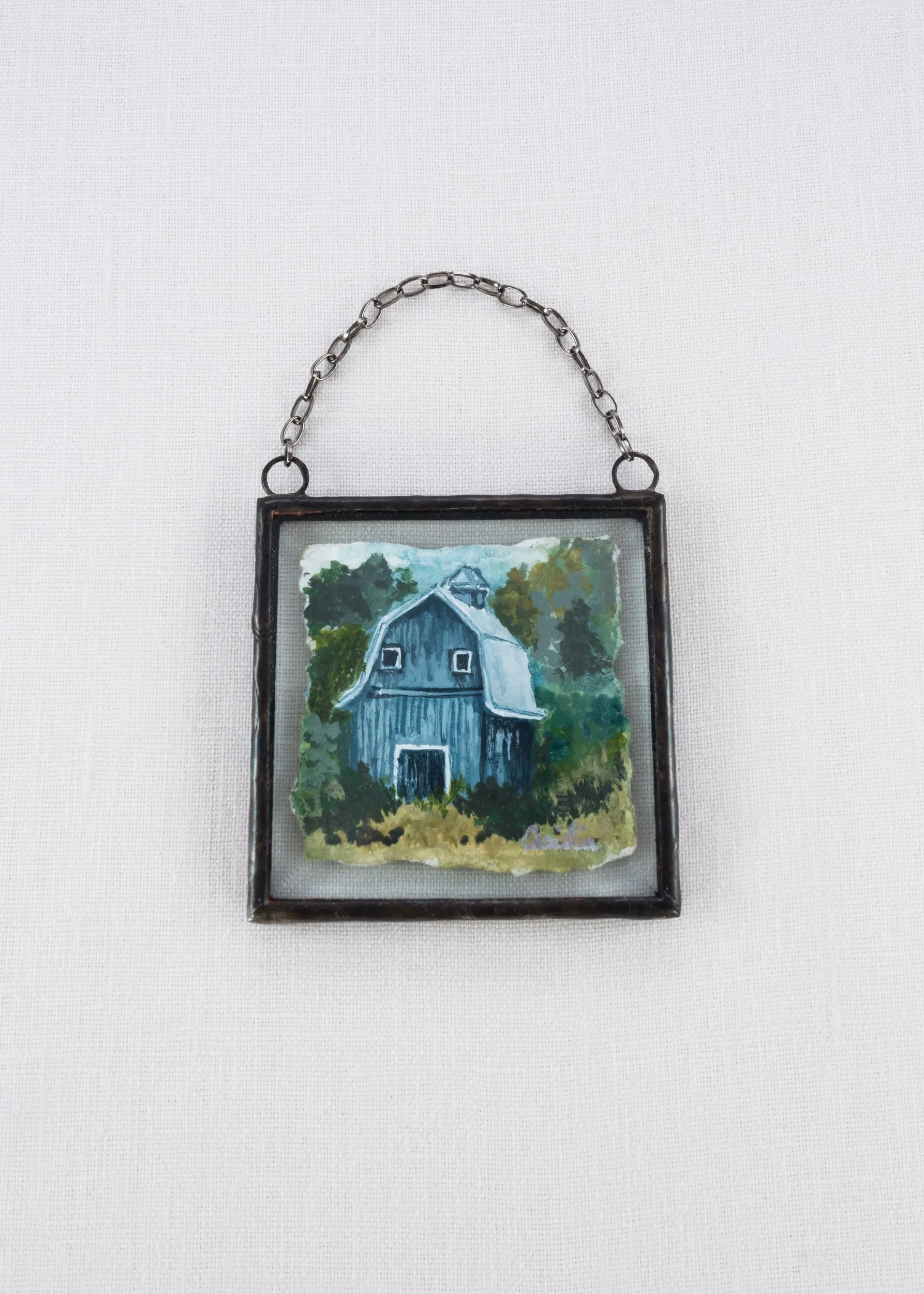 Country Blue Barn Painting