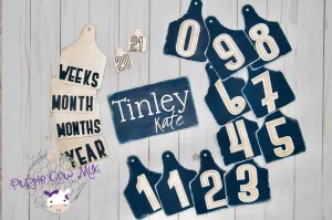 Cow Tag Baby Milestones Photo Props