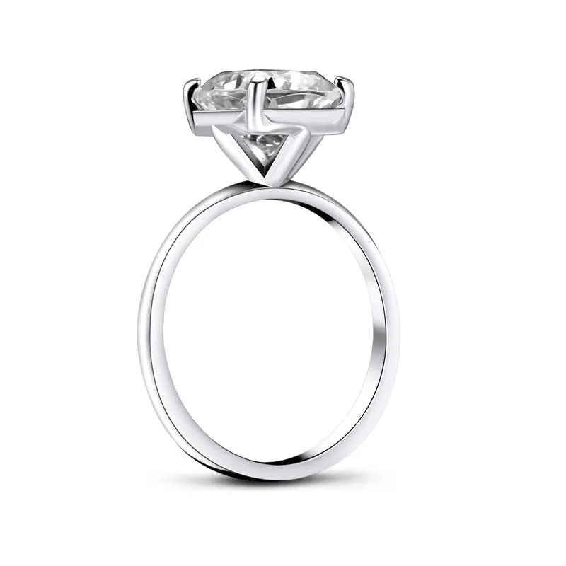 Cushion Cut White Moissanite Stone Solitaire Ring