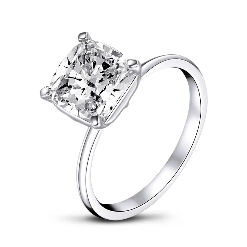 Cushion Cut White Moissanite Stone Solitaire Ring