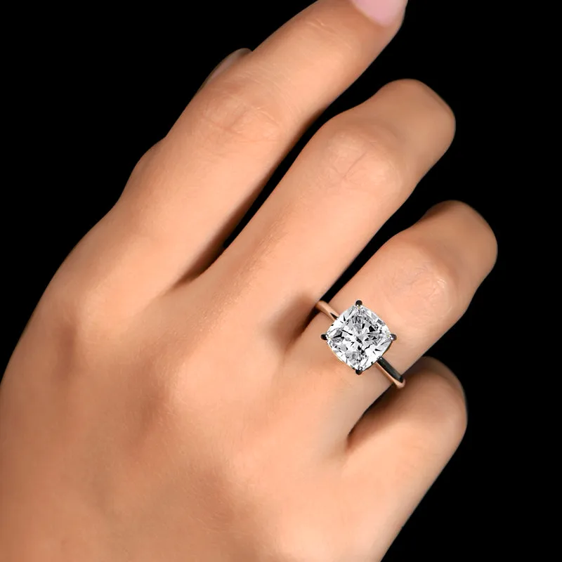 Cushion Cut White Moissanite Stone Solitaire Ring
