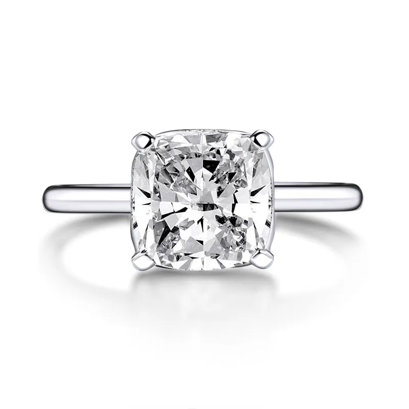 Cushion Cut White Moissanite Stone Solitaire Ring
