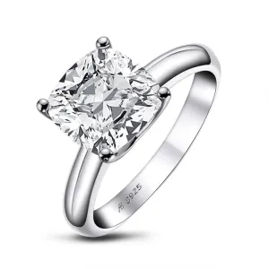 Cushion White Moissanite Diamond Solitaire Ring
