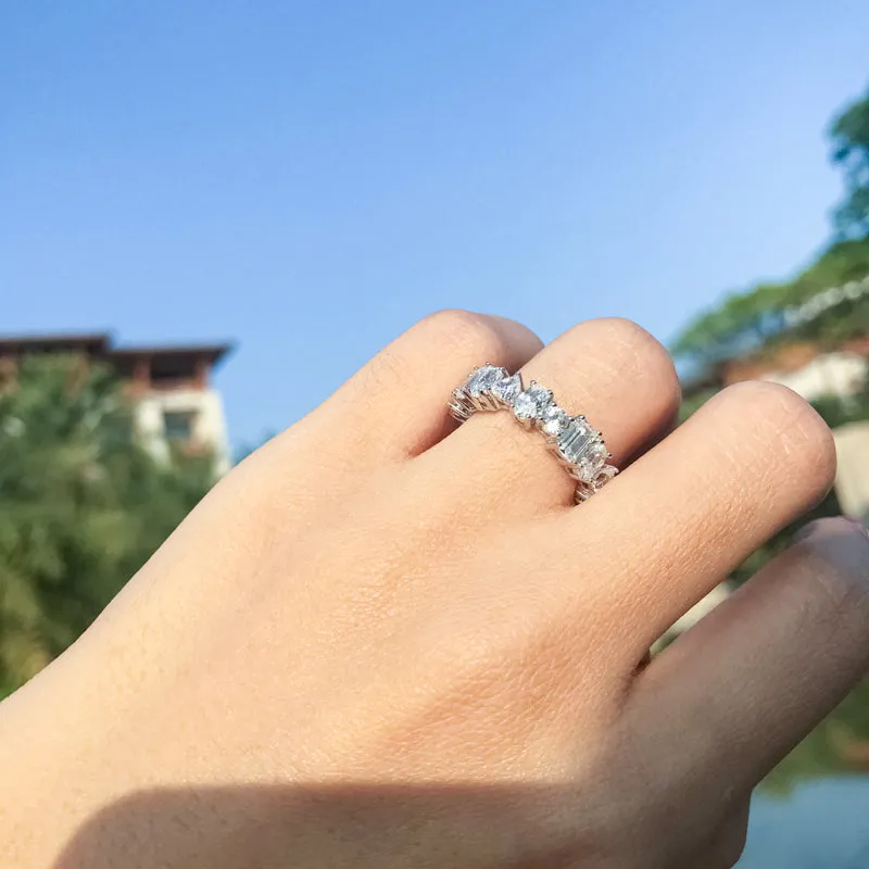 Custom Cut Created White Diamond Full Eternity Ring
