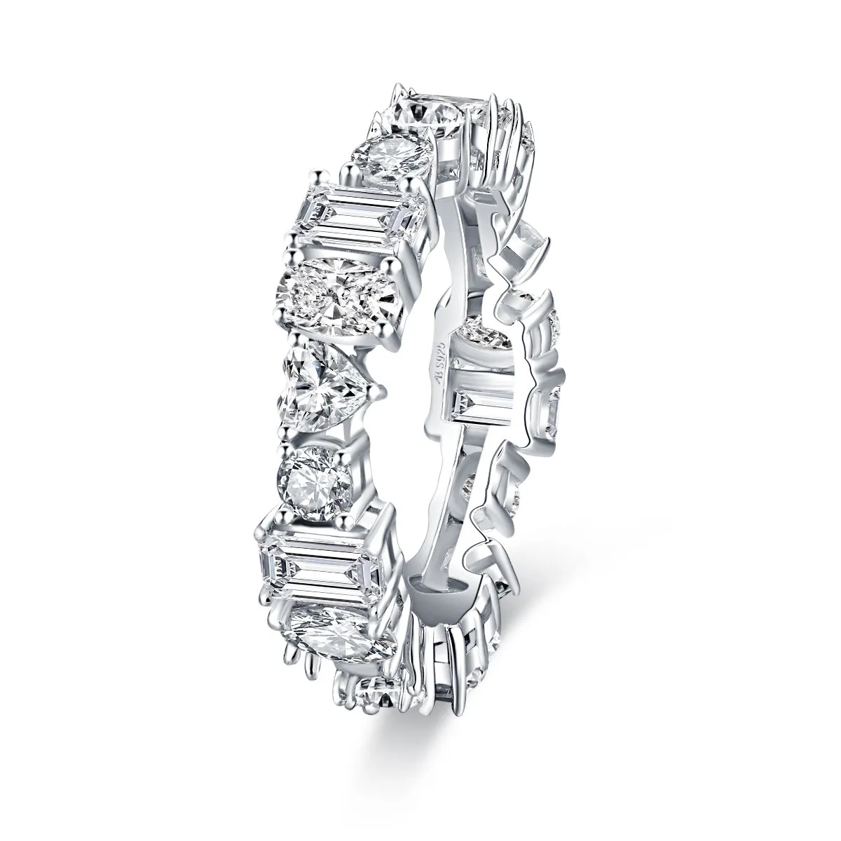 Custom Cut Created White Diamond Full Eternity Ring