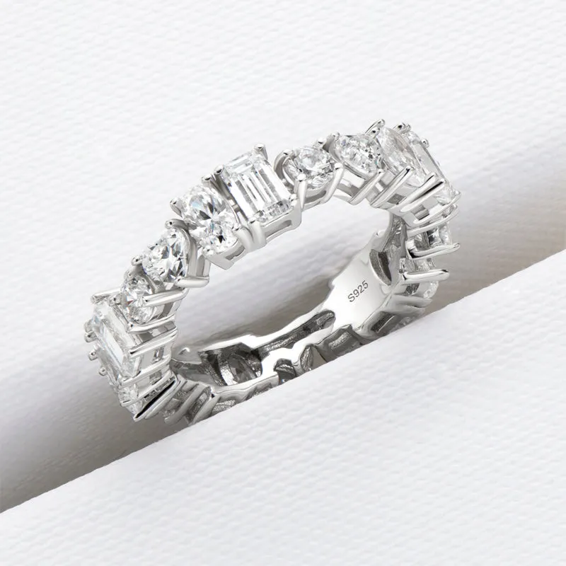 Custom Cut Created White Diamond Full Eternity Ring