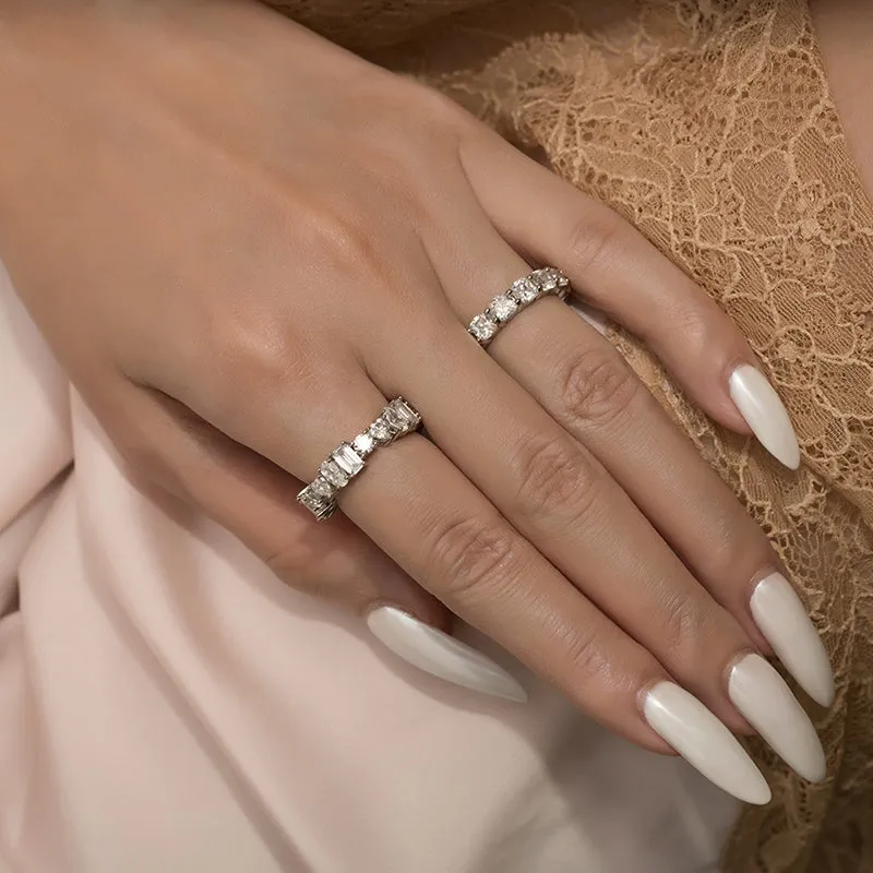 Custom Cut Created White Diamond Full Eternity Ring