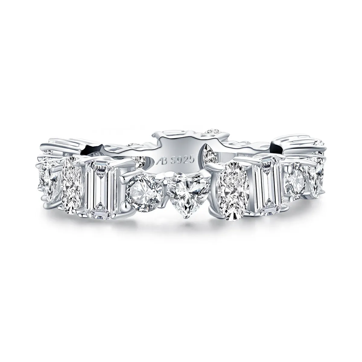 Custom Cut Created White Diamond Full Eternity Ring