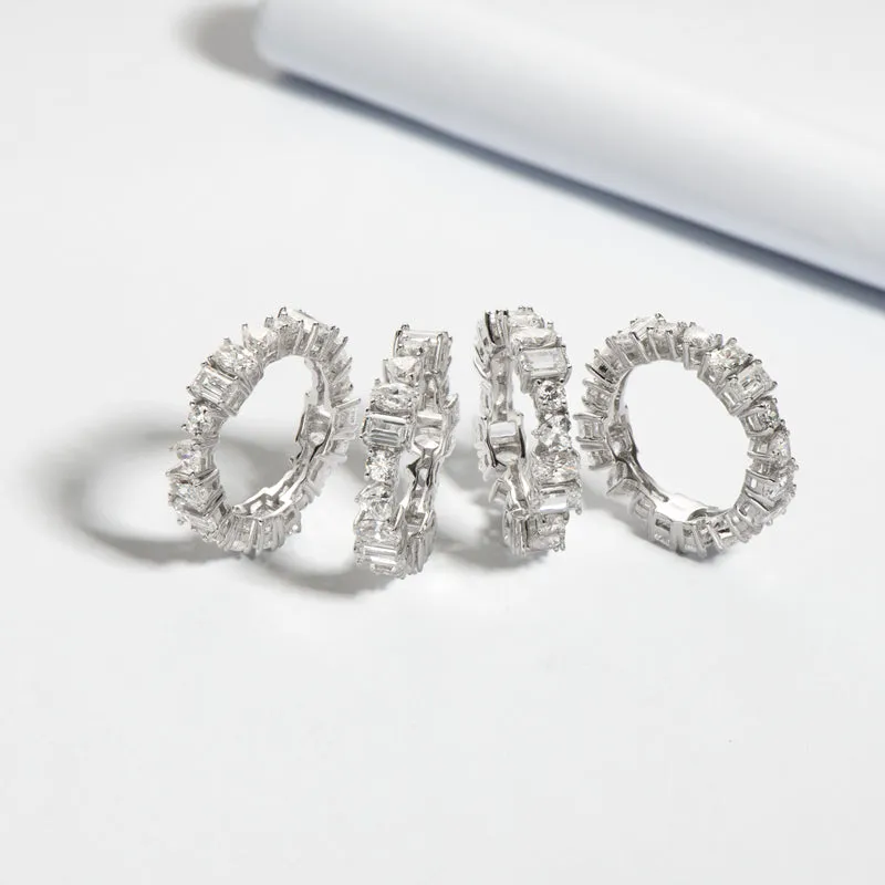 Custom Cut Created White Diamond Full Eternity Ring