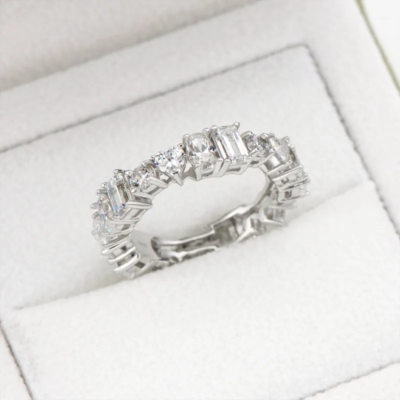 Custom Cut Created White Diamond Full Eternity Ring