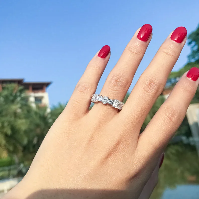 Custom Cut Created White Diamond Full Eternity Ring