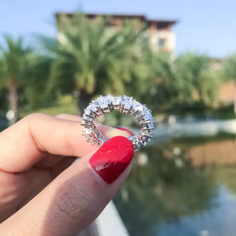 Custom Cut Created White Diamond Full Eternity Ring