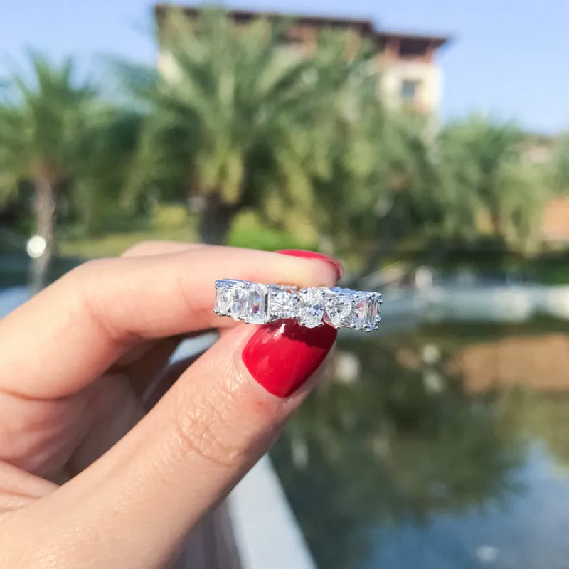 Custom Cut Created White Diamond Full Eternity Ring