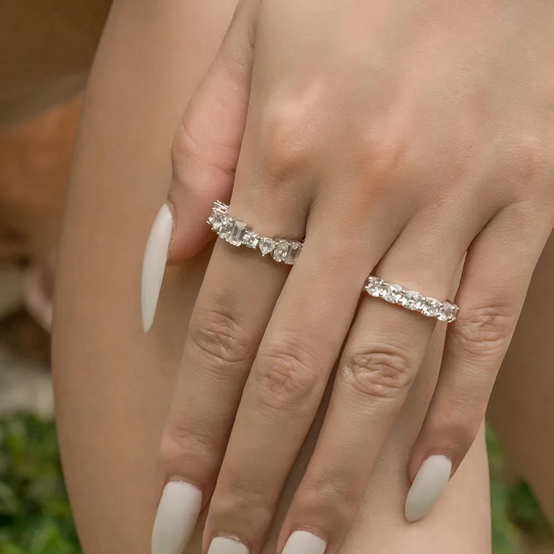 Custom Cut Created White Diamond Full Eternity Ring