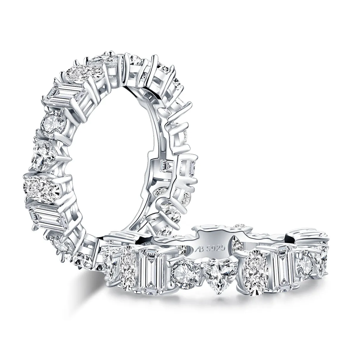 Custom Cut Created White Diamond Full Eternity Ring