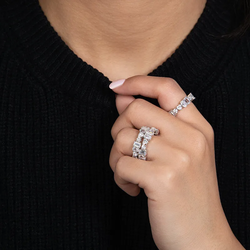 Custom Cut Created White Diamond Full Eternity Ring
