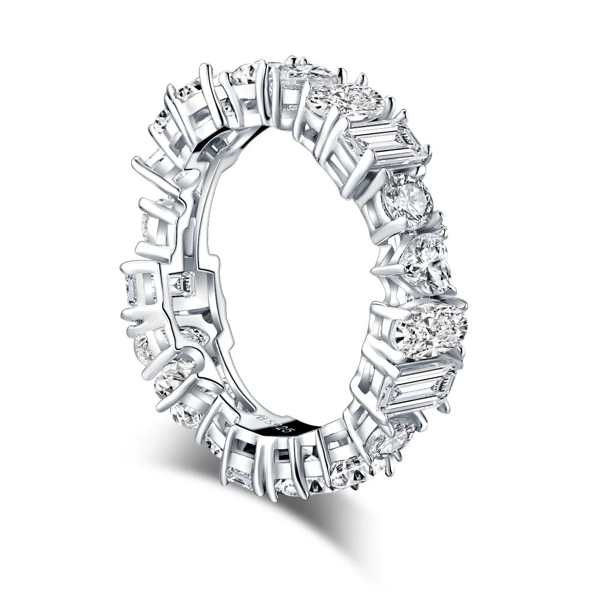 Custom Cut Created White Diamond Full Eternity Ring