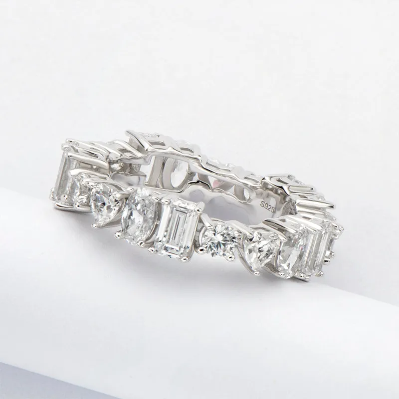 Custom Cut Created White Diamond Full Eternity Ring
