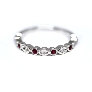 Diamondaire Round Ruby & Diamond Stackable Ring
