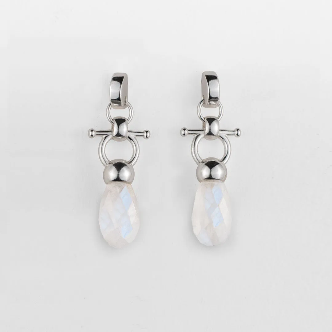 Droplette - Snaffle Horse Bit Moonstone and Sterling Silver Earring
