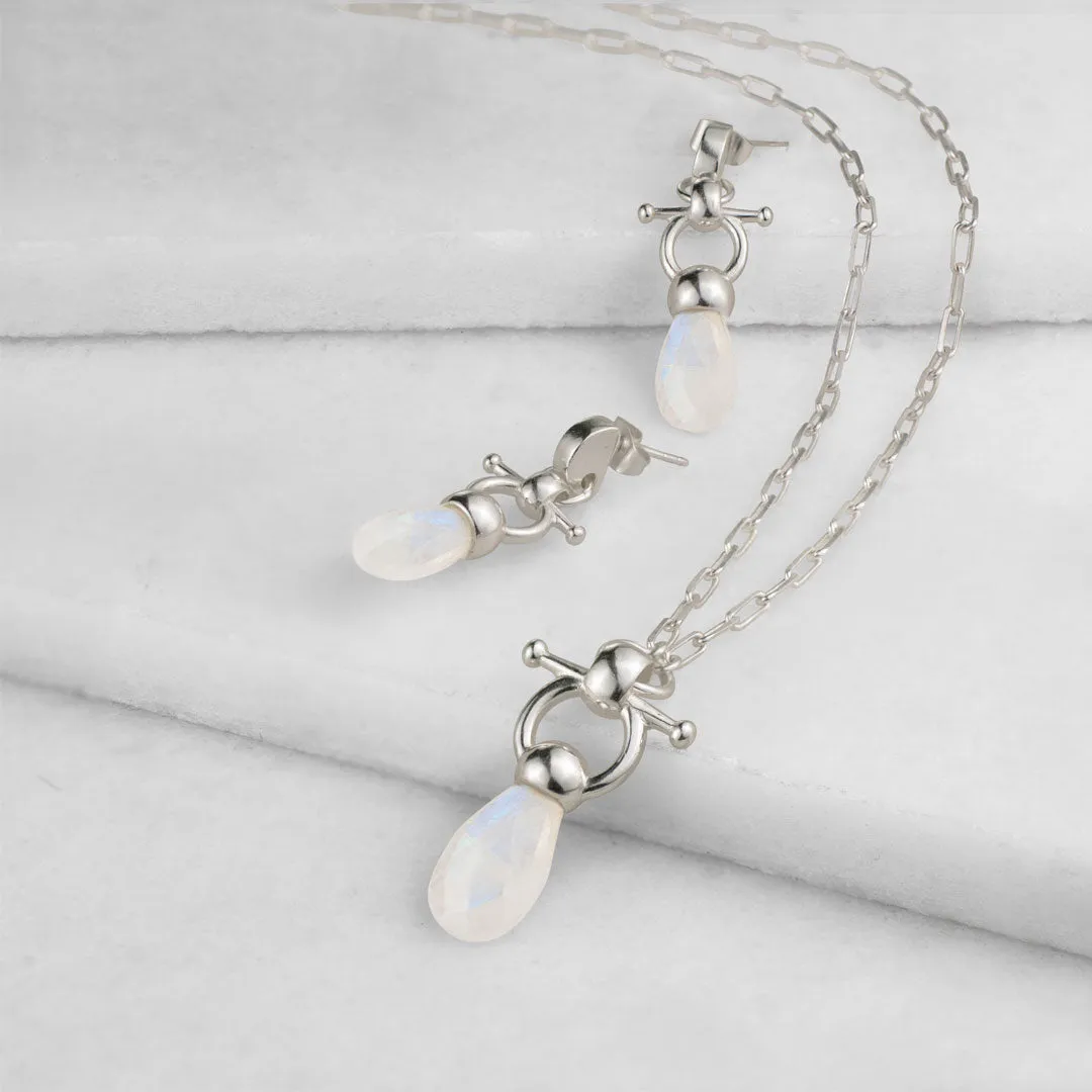 Droplette - Snaffle Horse Bit Moonstone and Sterling Silver Earring