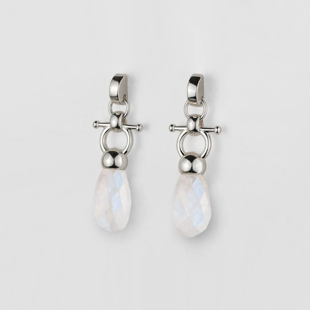 Droplette - Snaffle Horse Bit Moonstone and Sterling Silver Earring