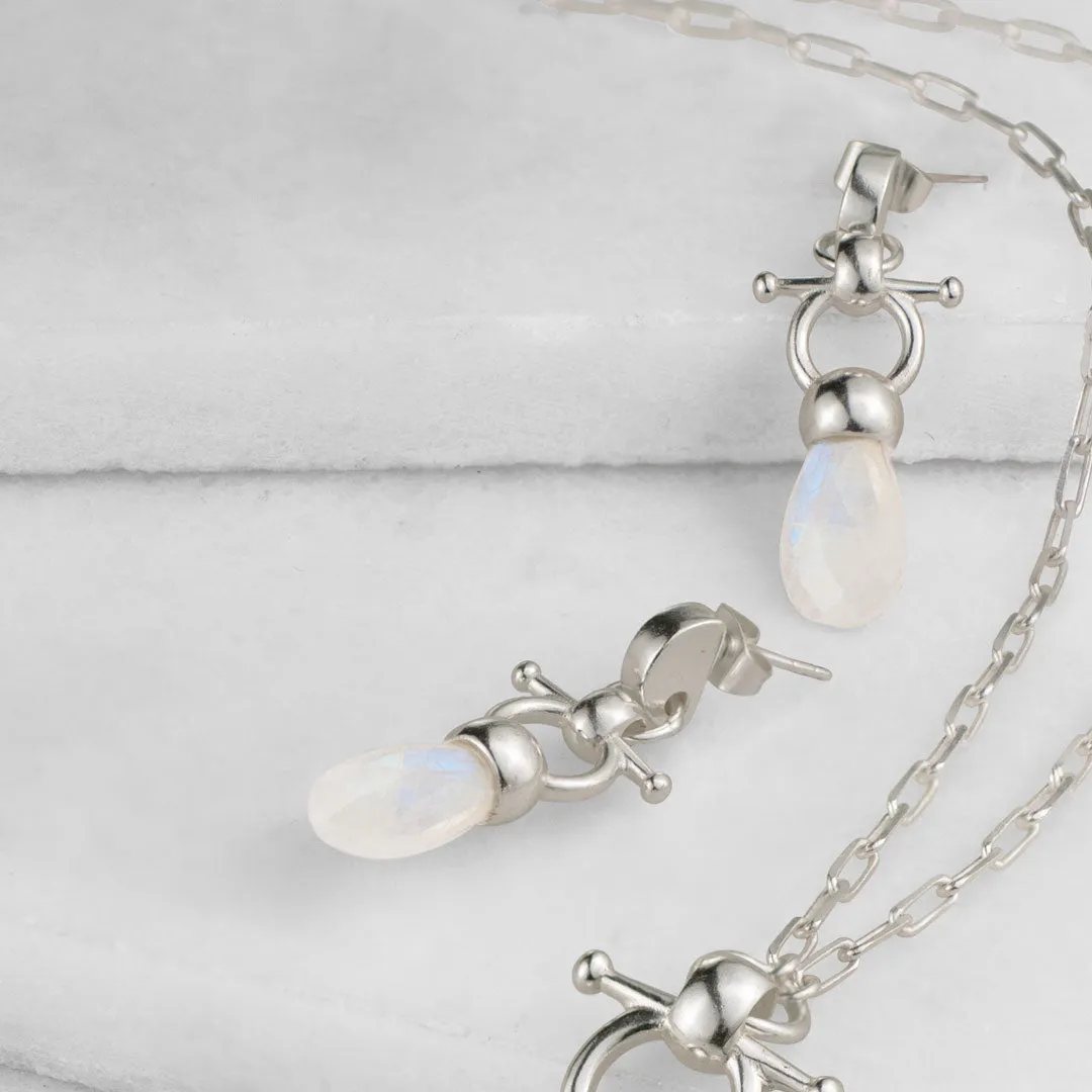 Droplette - Snaffle Horse Bit Moonstone and Sterling Silver Earring