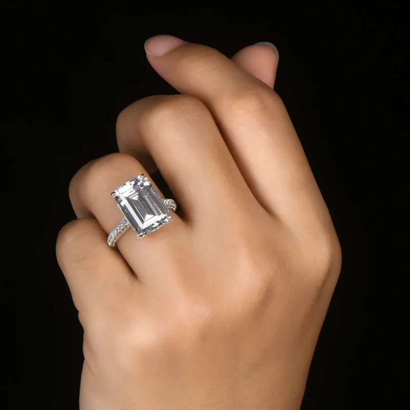 Emerald Cut Moissanite Diamond Ring
