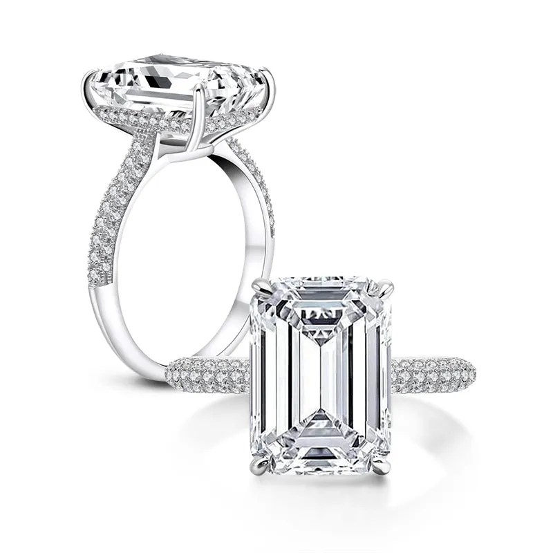 Emerald Cut Moissanite Diamond Ring