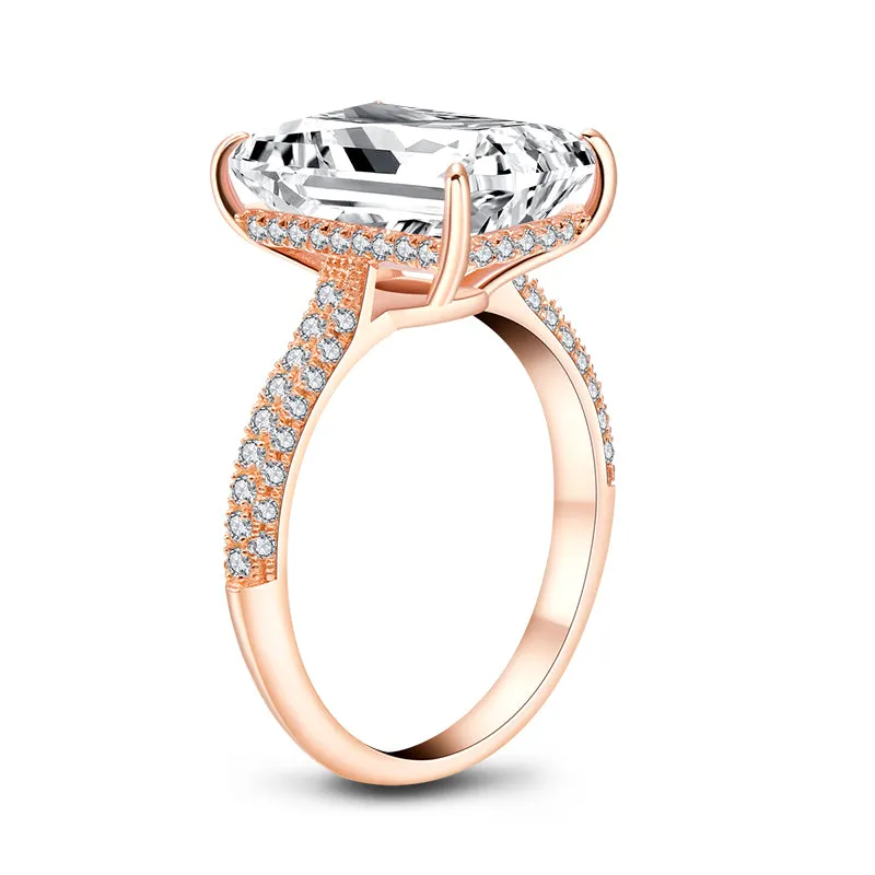 Emerald Cut Moissanite Diamond Ring