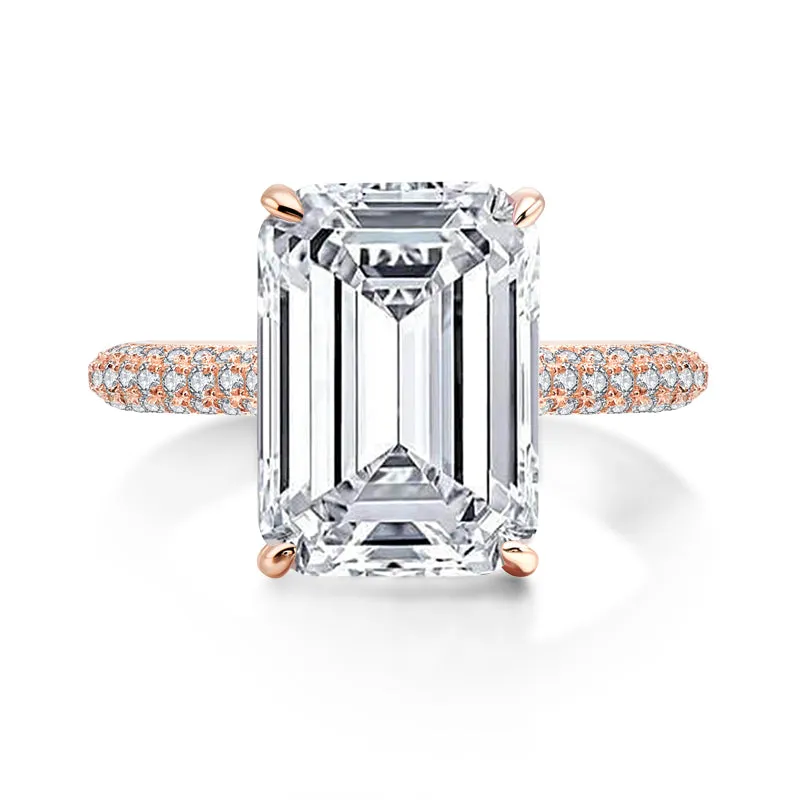 Emerald Cut Moissanite Diamond Ring