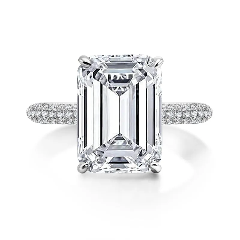 Emerald Cut Moissanite Diamond Ring