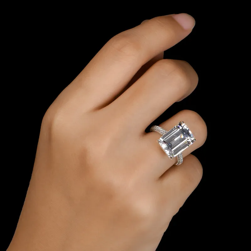 Emerald Cut Moissanite Diamond Ring