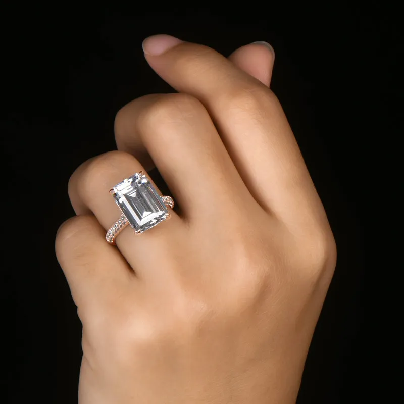 Emerald Cut Moissanite Diamond Ring