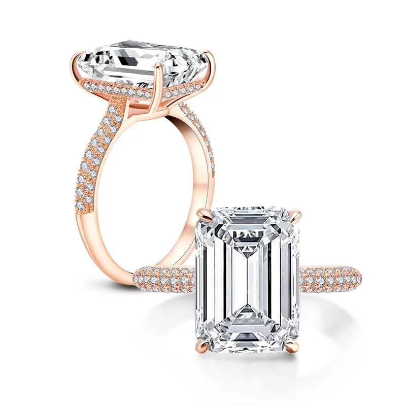 Emerald Cut Moissanite Diamond Ring