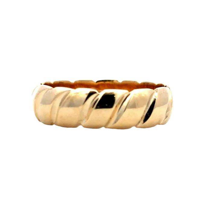 Estate 5.8MM Diagonal Cut Wedding Band in 14K Yellow Gold