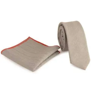 Fabric Grain Tie Handkerchief Set - Light Gray