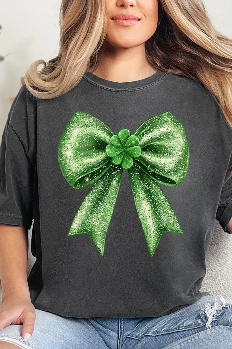 Faux Glitter Clover Coquette Comfort Colors Adult Ring-Spun Cotton Tee