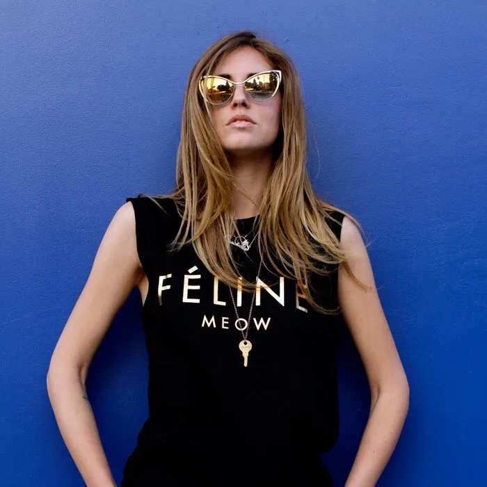 FELINE GOLD FOIL MUSCLE TEE